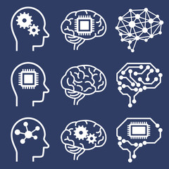 Poster - AI (artificial intelligence) icon set.