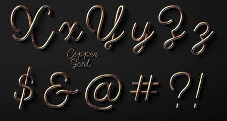 Poster - 3d render of copper font with letters made of metal wire