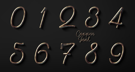 Poster - 3d render of copper font with letters made of metal wire