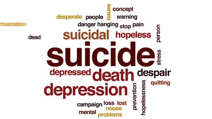 Sticker - Suicide animated word cloud, text design animation.