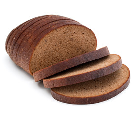 Poster - Fresh sliced rye bread loaf isolated on white background cutout