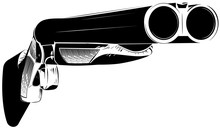 Vector Illustration Black And White Shotgun Isolated Background