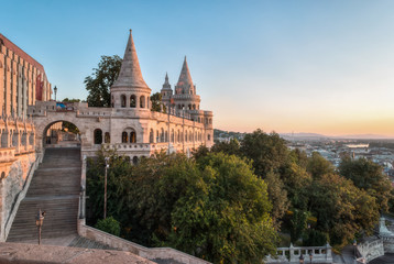 Wall Mural - South Gate of Fisherman's Bastion in Budapest, Hungary at Sunrise
