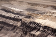 Germany, North Rhine Westphalia, -june 2017:  ground excavator in action moving mullock and soil at open pit coal mine; Germany,for winning brown coal