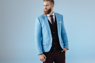 stylish man in blue jacket