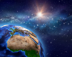 Wall Mural - planet earth in star field