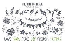 International Day Of Peace Graphic And Lettering Set.
