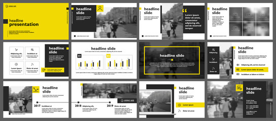 yellow presentation templates elements on a white background. vector infographics. use in presentati