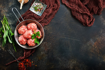 Canvas Print - raw meatballs