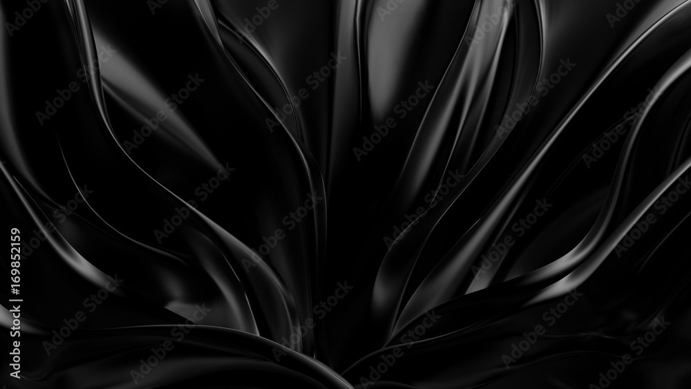 Black background with 3d shape. 3d illustration, 3d rendering. - obrazy, fototapety, plakaty 