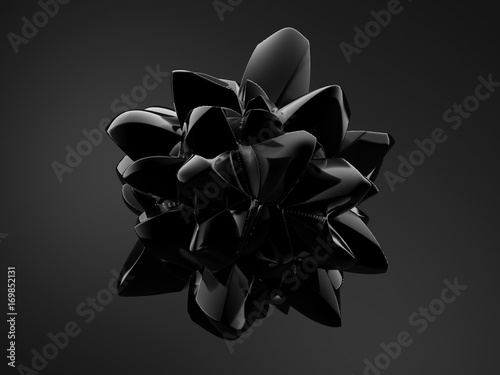 Fotografie, Obraz Black background with 3d shape. 3d illustration, 3d rendering.