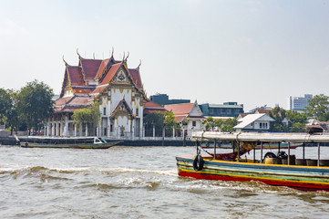 bangkok city boat on chao phraya river