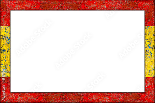 Empty Picture Or Blackboard Wooden Frame In Spain Spanish Flag Design Isolated On White Background Bilderrahmen Rahmen Spanien Flagge Holz Stock Photo Adobe Stock