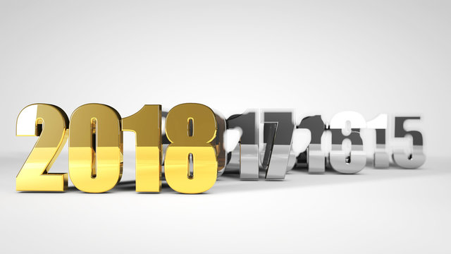 gold text  2018 3d text render