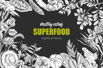 Wall Mural - Superfood, realistic sketch frame design