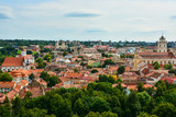 Fototapeta Miasto - The cityscape old town of Vilnius, Lithuania. Medieval architecture, Gothic style buildings