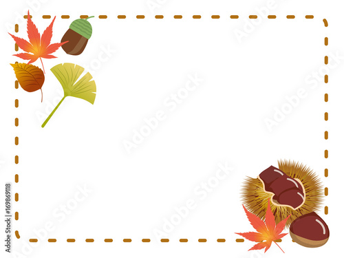 秋のイメージの背景 囲み罫 秋のモチーフ Background Of The Image Of Autumn Stock Vector Adobe Stock