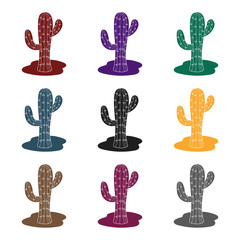 Wall Mural - Cactus icon in black style isolated on white background. Rodeo symbol stock vector illustration.