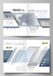© Raevsky Lab - The vector illustration of the editable layout of two A4 format modern cover mockups design templates for brochure, flyer, report. Abstract futuristic network shapes. High tech background.