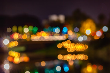 Abstract urban night light bokeh, defocused background
