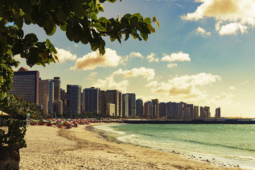 Fortaleza, Ceará - Brazil. Beira mar. Buildings landscape on the shore.