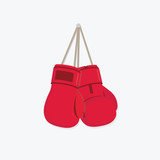 Fototapeta  - Hanging Boxing Glove Illustration. Flat Design of Red Boxing Glove