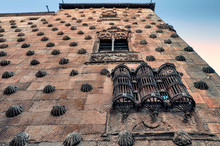 Facade Of Famous Casa De Las Conchas Building In Salamanca, Spain