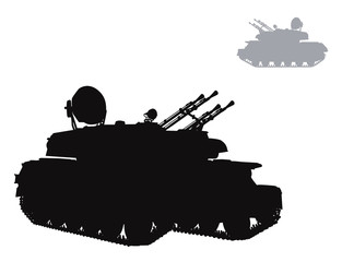 Canvas Print - Military silhouettes. Vector AA gun