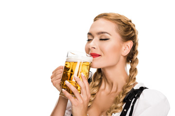 Wall Mural - german girl drinking beer