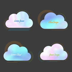 Wall Mural - set of creative cloud with blurred holographic texture