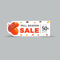 Wall Mural - sale promotion web banner with autumn background. promo fall season discount label or tag layout wit