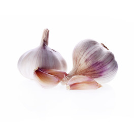 Poster - Dried garlic head on white background