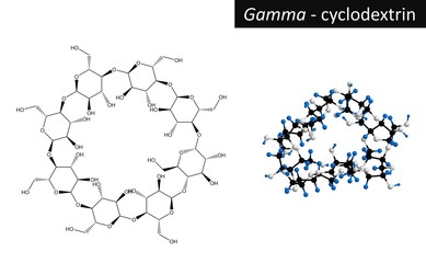 Wall Mural - Molecular structure of gamma cyclodextrin, 3d rendering