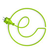 Green e-power plug within a circle