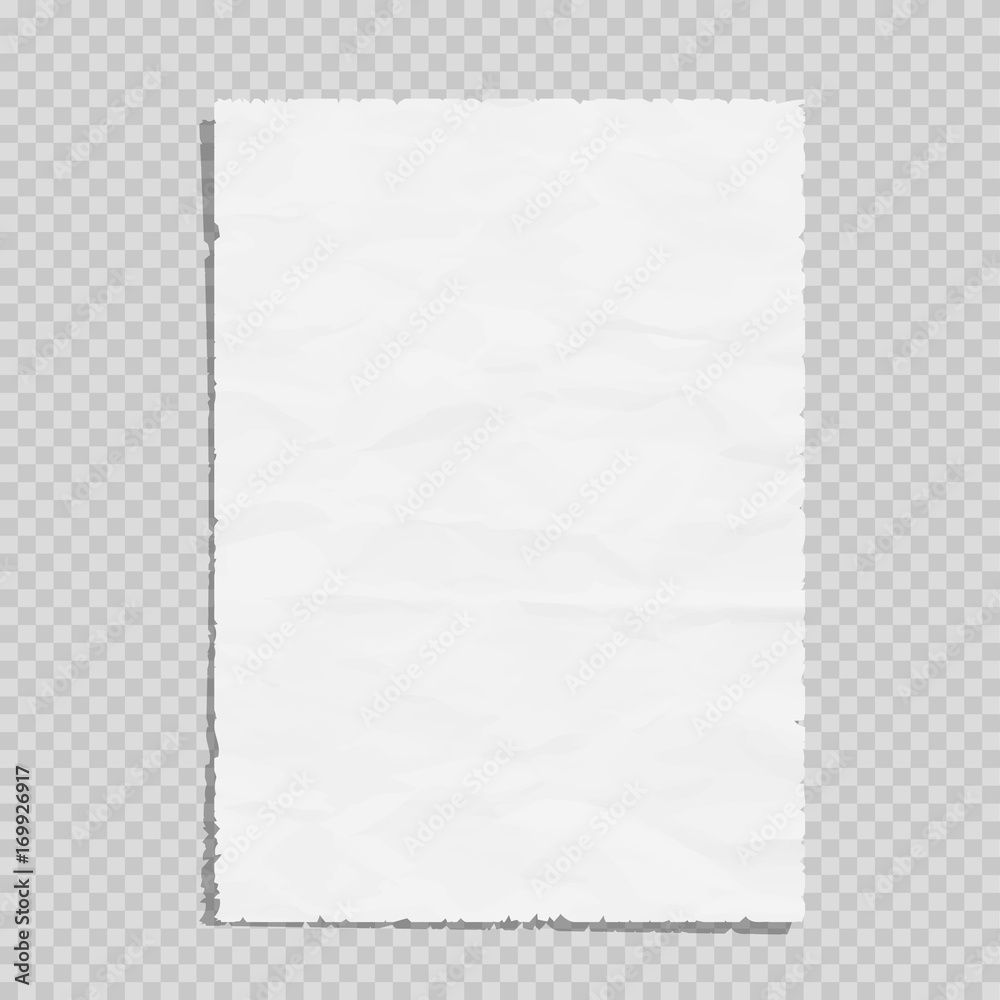 Empty white paper sheet crumpled - obrazy, fototapety, plakaty 