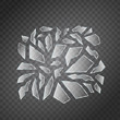 Vector set of realistic isolated broken glass shards for decoration and covering on the transparent background.