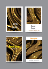 Canvas Print - Set of covers with golden light textured shapes