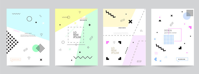 Wall Mural - set of covers with minimal design and geometric forms