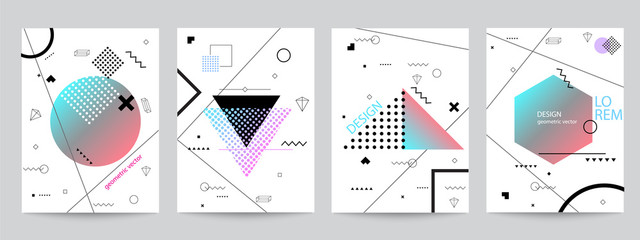 Wall Mural - set of minimalist covers design with geometric forms