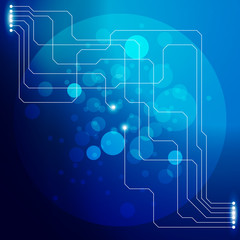 Leinwandbilder - Blue Modern Line  And Circle Abstract Hi Technology Information Vector Background