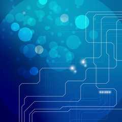 Leinwandbilder - Blue Modern Line  And Circle Abstract Hi Technology Information Vector Background