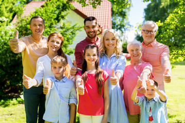 Poster - happy family portrait in summer garden