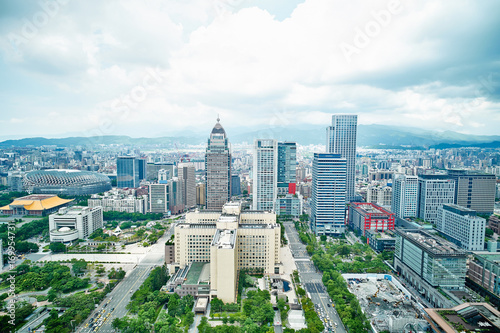 Business concept for real estate and corporate construction : panoramic modern c плакат