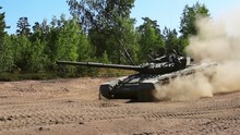 Main Battle Tank Are Going To Dust On The Ground For Military Exercises