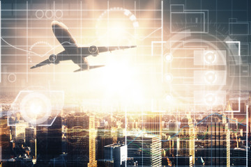 Wall Mural - Plane with business interface