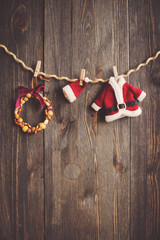 Christmas decoration over wooden background