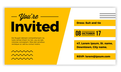 you are invited design voucher template for weddings, party, cocktails, meetups. modern, minimal, si