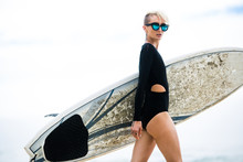 Close Up Girl With Surfboard