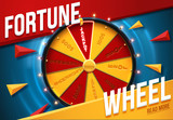 vector illustration of wheel of fortune 3d object isolated on blue background place for text