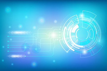 Aufkleber - Blue Circle Abstract Hi Technology Innovation With Line Circuit Communication Vector Background